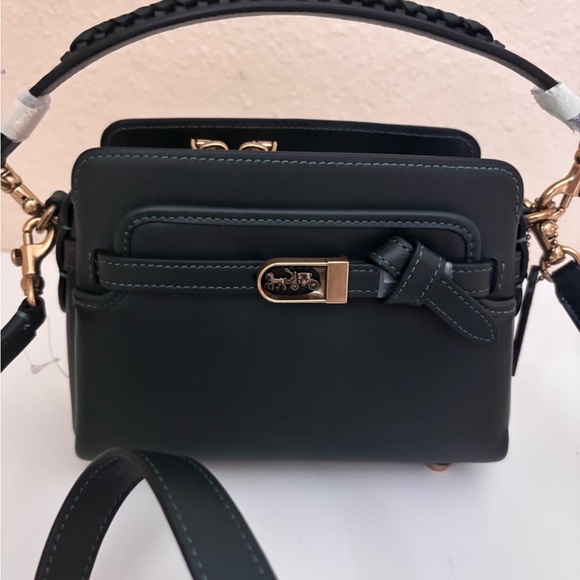 Coach Tate Dark Green Leather Crossbody super cute - Picture 1 of 11